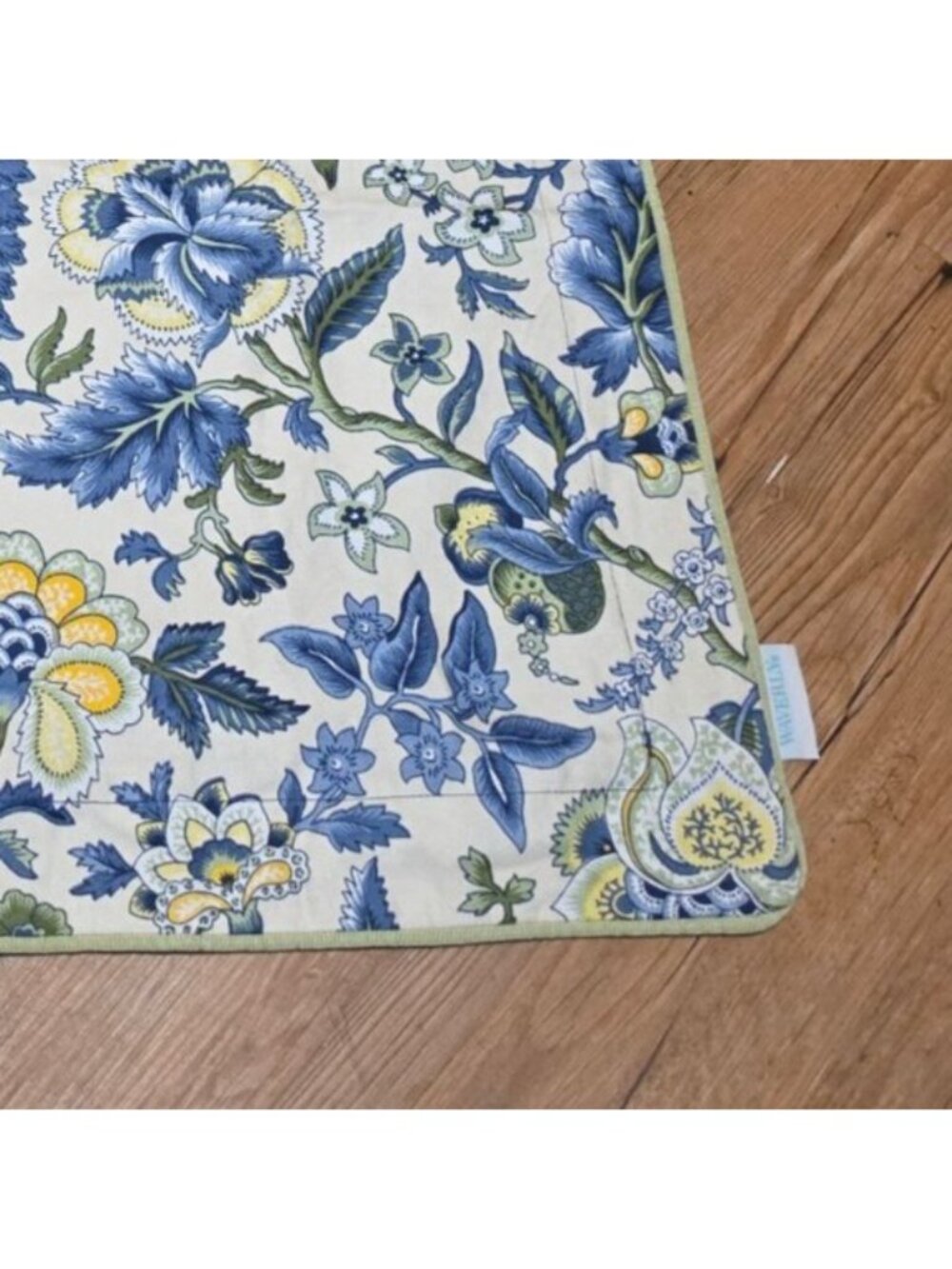 2 Waverly Imperial Dress Quilted Pillow Shams Blue/Yellow Jacobean Standard - Picture 3 of 10